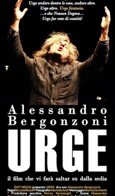 Urge, di Riccardo Rodolfi, comico teatrale riflessivo, con Alessandro Bergonzoni, 101 minuti.